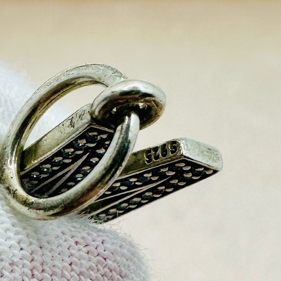 EUC Pandora 791325CZ Sterling Silver Alphabet Letter M Dangle Charm w/ Clear CZs - Picture 9 of 11